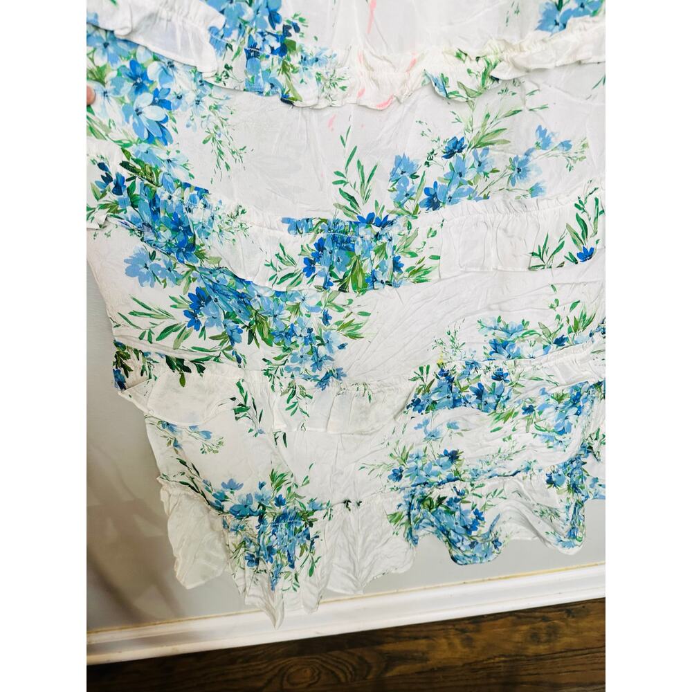 YUMI KIM Off-White Floral Tiered Ruffles Sweetheart Neckline Maxina Dress Size M - Picture 10 of 16